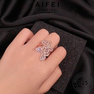 AIFEI JEWELRY Korean Diamond Perempuan Creative Ring Perak Butterfly Accessories 純銀戒指 Moissanite Cincin Silver Sterling Adjustable Gold 925 For Women Original R377