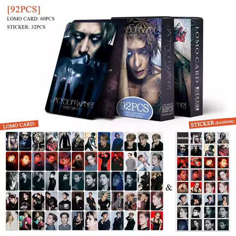 92 Pcs/Set Jackson Wang MAGICMAN2 Laser Lomo Card - Wang Jiaer Holographic Photo Cards with Bonus St