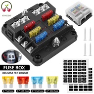 6-Way Fuse Box DC 32V Circuit Blades Fuse Block Waterproof Fuse Box Holder with 20 Fuses LED Indicat