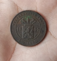Coin Netherlandsch Indie 2 1/2 Cent Benggol 1 duit tahun 1857 Kondisi sama seperti Fotonya t502