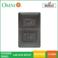 Omni Designer Series LAN CAT6 Outlet Graphite 2 Gang