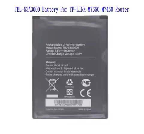 1x 3000mAh TBL-53A3000 Replacement Battery For TP-LINK M7450 M7650 WIFI Router Batteries