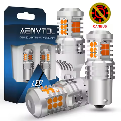 2PCS BA15S BAU15S 7440 W21W WY21W LED Bulb Canbus No Hyper Flash Amber Yellow 1156 P21W PY21W 3157 P