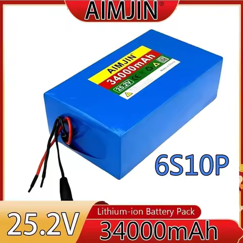 6S10P Battery Pack with BMS Lithium ion Rechargeable Scooter Battery 25.2V 34000mAh 18650