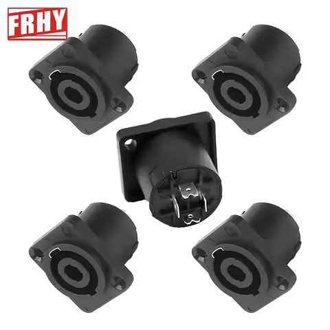 5 Pack 4-Pole Round Panel Mount Twist Lock Speaker Connectors - Compatible with Neutrik Speakon NA4L