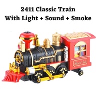 2411 Classic Train With Light + Sound + Smoke Children's Toy Train