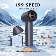 ( 199 Speed ) T12 Level 199 Speeds Adjustable Fan Super High Speed Rechargeable Desktop Handheld Fan