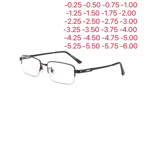 Half Metal Frame Nearsighted Glasses Unisex Prescription Myopia 0 -0.5 -1 -1.5 -2 -2.5 -3-3.25-3.50-
