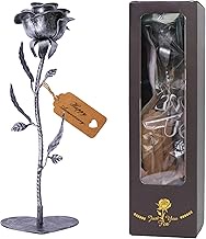 6 Year Anniversary Iron Gift for Her - Metal Rose with Happy Anniversary Card & Base, 6th Wedding An