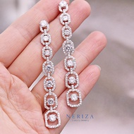 Neriza Jewelry/ ต่างหูระย้าเพชรสังเคราะห์ ประกายเทียบเท่าเพชรแท้ NE163 ต่างหูเพชรประกบ ต่างหูเพชร ต่