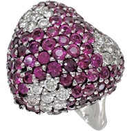 Pre-owned, size 11, heart-shaped ring with a 1.82ct ruby ​​and 0.32ct diamond, set in 18K white gold