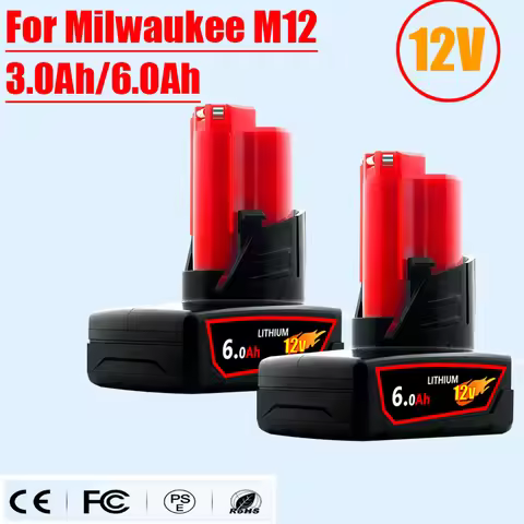 FOR Milwaukee M12 Battery 3.0/6.0Ah 12V Rechargeable Battery M12 Tool 48-11-2402 48-11-2411 48-11-24