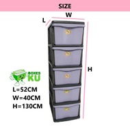【Ready stock】❀❍✼[TOP SALES] HEAVY-DUTY 5 TIER PLASTIC DRAWER / 130CM / BIG AND STRONG / LACI 5 TINGKAT