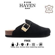 SAOKI - Men's Clogs Birken Boston Haven Black Slip-On Travel Sandals