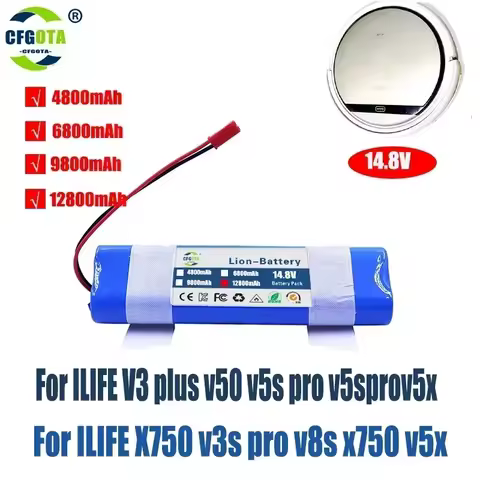 14.8 V 12800mAh Lithium Battery for ILIFE V5 V5s V50 V3 DF45 DF43 plus v3s pro Robot Vacuum Cleaner