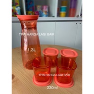 Tupperware Clear Pitcher + Low Glass Set