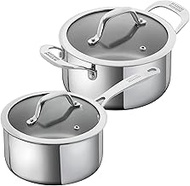 Kuhn Rikon Allround 2-Piece Casserole Pot and Saucepan Set, Stainless Steel