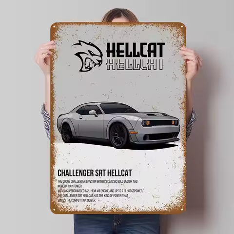 Dodge Challenger Hellcat Sign Retro Poster Living Room Decoration At Home Decor Items Home and Garde