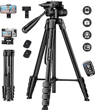 JOILCAN Phone Tripod, 68" Tripod for Phone Stand Video Recording Photos, Travel Floor Tripods Compatible with iPhone Canon Nikon DSLR, Cell Phone Tripods with Remote/Travel Bag/Phone Holder