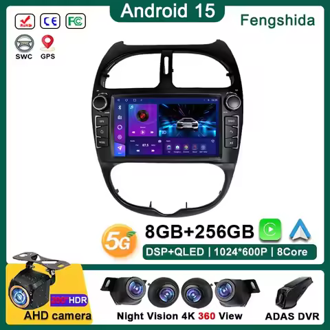 Android 15 Radio For Peugeot 206 206CC 206SW Radio 2000 ~ 2016 GPS Navigation Touch Screen Stereo He