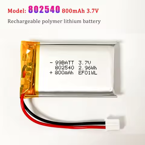802540 Battery 3.7V 800mAh Lipo Rechargeable Polymer Lithium Batteries for Flashlight Remote Control