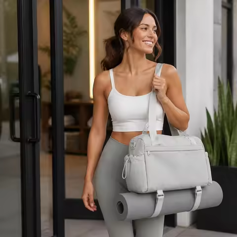 Small Gym Bag for Women with Yoga Mat Holder, Mini Duffle Bag for Travel with Wet Pocket, Overnight 