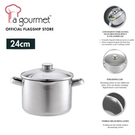 La gourmet Cook & Pour 24cm Stainless Steel Casserole with Glass Lid (Induction)