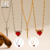 【LUMIE GEMS】Love necklace Sword in the Heart Necklace Red Zircon Sword Pendant Fashion Valentine's D