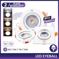 LED Eyeball 3W 5W 7W 10W Round / Square LED Recessed Eyeball Spotlight Round LED Downlight Spot Light Lampu Siling