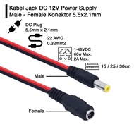 DC Jack Cable 12V Power Supply Male Female Connector Adapter CCTV Standard Universal 5.5x2.1mm AWG 2