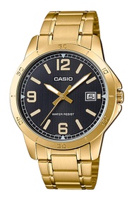 Casio Standard นาฬิกาข้อมือผู้ชาย สายสแตนเลส รุ่น MTP-V004G,MTP-V004G-1B,MTP-V004G-1BUDF ( CMG ) - สีทอง