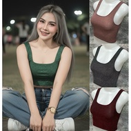 Sns98 Crop Top Square Neck Shine Fabric