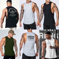 Men's LOWCUT SINGLET GYM FITNESS SPORT WEAR Men's Sports Top MUSCLETEE Gym Shirt