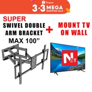 Super swivel double arm mount bracket include install tv package 50 inch to 100 inch tv mount wall mount tv bracket