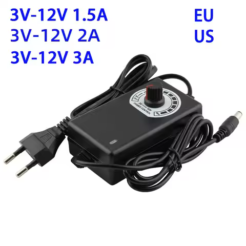Adjustable Power Supply Converter DC 3V 5V 9V 12V 1.5A 2A 3A 220V for EU US To 3 9 12V Volt Power Ad