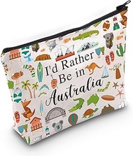 PWHAOO Australia Travel Traveling Gift I'd Rather Be in Australia Makeup Bag Australia Trip Vacation