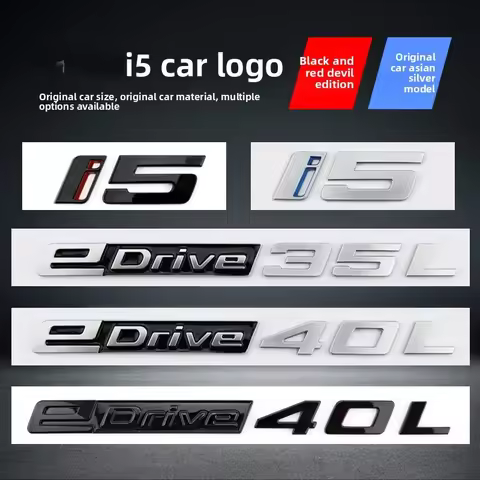 ABS Silver Black Car Sticker For i5 eDrive35L eDrive40L M60 Replaced Rear Trunk Label Badge Letters 