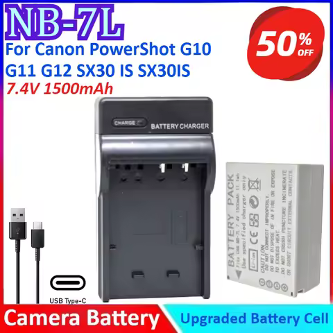 NB-7L 7.4V 1500mAh NB7L NB 7L Li-ion Camera Battery+ Charger For Canon PowerShot G10 G11 G12 SX30 IS