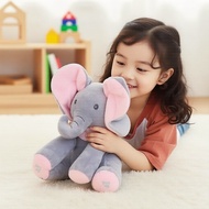 Pink Blue 33cm Musical Elephant Stuffed Animal, Light-Up Peek-a-Boo, Moving Ears, Battery-Powered  G