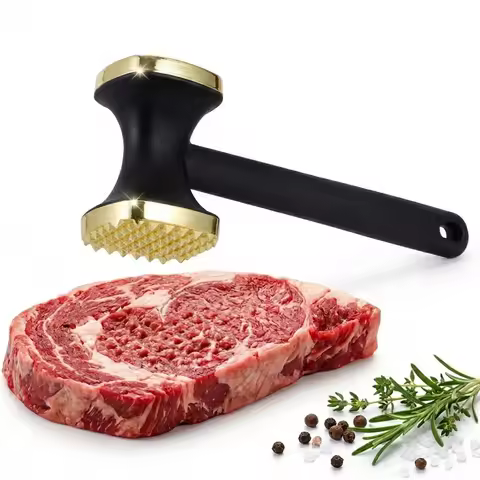 Steak Hammer Mallet Double-Sided Zinc Alloy Meat Tenderizer Food-Grade Meat Pounder Maximizes Food F