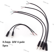 5pcs 1M 0.3M 3.5mm 3 4 pole Stereo AUX Male Female wire Connector Audio Extension Cable 3 4 wire pin