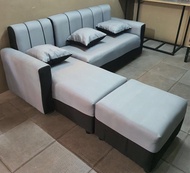sofa set L shape light grey fabric uratex foam cod only !!!