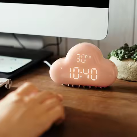 E2 Cloud Alarm Clock kids light LED Table Voice Control Digital Despertador USB Powered Electronic D