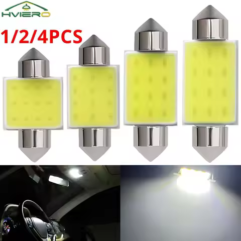 1/2/4X White Cob 12Led Festoon Dome Lights Reading Lamp 31 36 39 41mm C5W C10W Auto Led Door Backup 