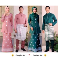 Sedondon Couple Set Raya . Kebaya Songket Printed . Baju Melayu Moden Sakura . Baju Nikah Tunang Pen