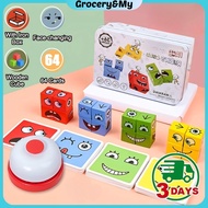 80pcs Cube Face Expression Changing Building Blocks Kids Educational Toys Building Block Rubik Woode