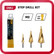 [ DELI ] (DH-JTZ012-E2 / DH-JTZ020-E2 / DH-JTZ032-E2) Step Drill Bit | M2 Steel Titanium Coated | 1/