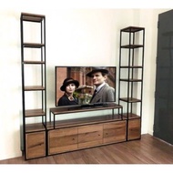 Rak Meja Bufet Tv Besi Minimalis Kotak Dengan Model Industrial Kayu Jati Jepara Terbaru 2022 Asli Furniture Ruangan Ruang Tamu Dekorasi Rumah Modern