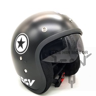 *INCLUDE TINTED SUNVISOR* 100% Original SGV Star Retro Classic Helmet Topi Matt Matte Flat Black Mot
