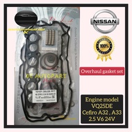 NISSAN CEFIRO A32 A32 A33 2.0 2.5 V6 24V VQ25DE ENGINE TOP OR FULL OVERHAUL GASKET SET